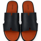 Sleek Slide-Tan with Navy Blue