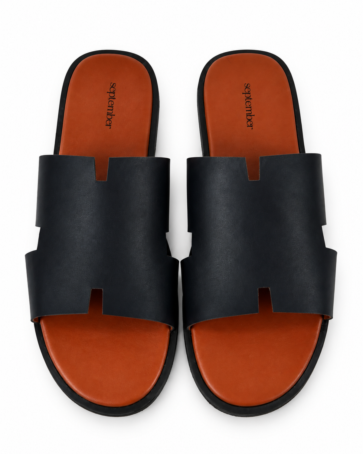 Sleek Slide-Tan with Navy Blue