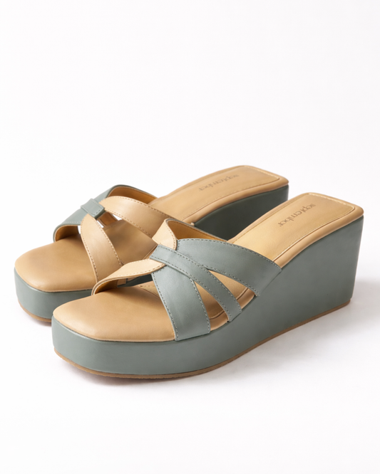 Amaris Heels-Blue & Beige