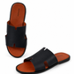 Sleek Slide-Tan with Navy Blue