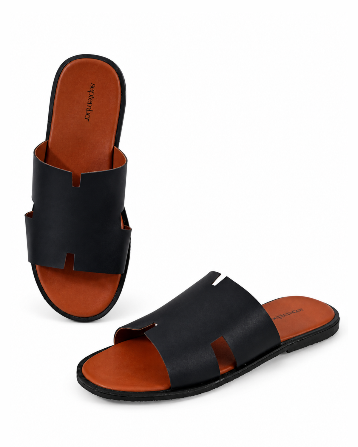 Sleek Slide-Tan with Navy Blue