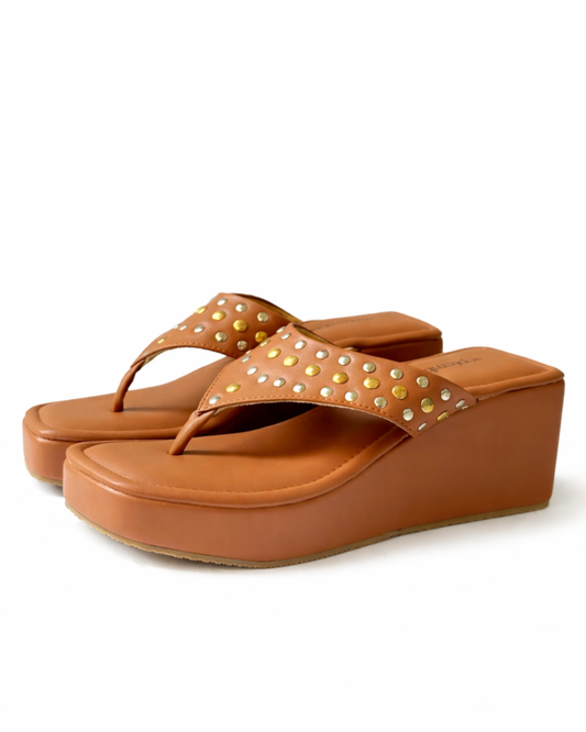 Tan Studded Wedge