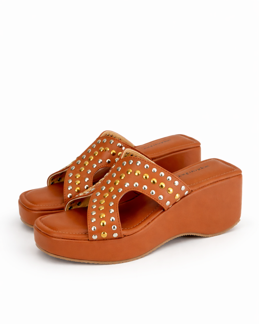 The Studded Mule- Tan