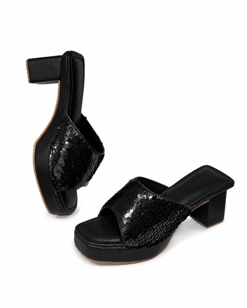 Sequin Heels-Black