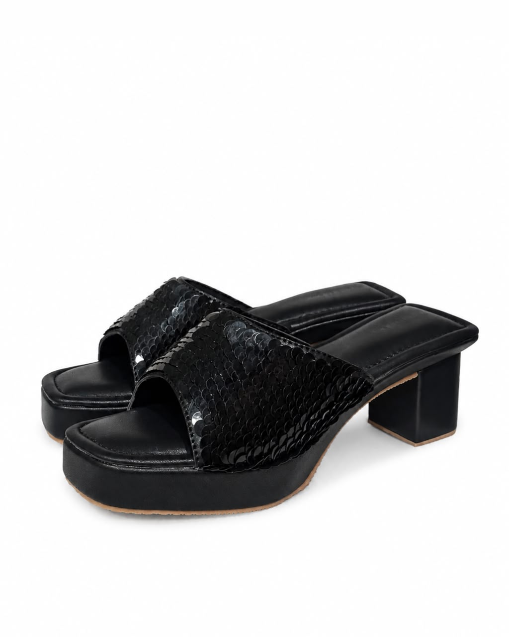 Sequin Heels-Black