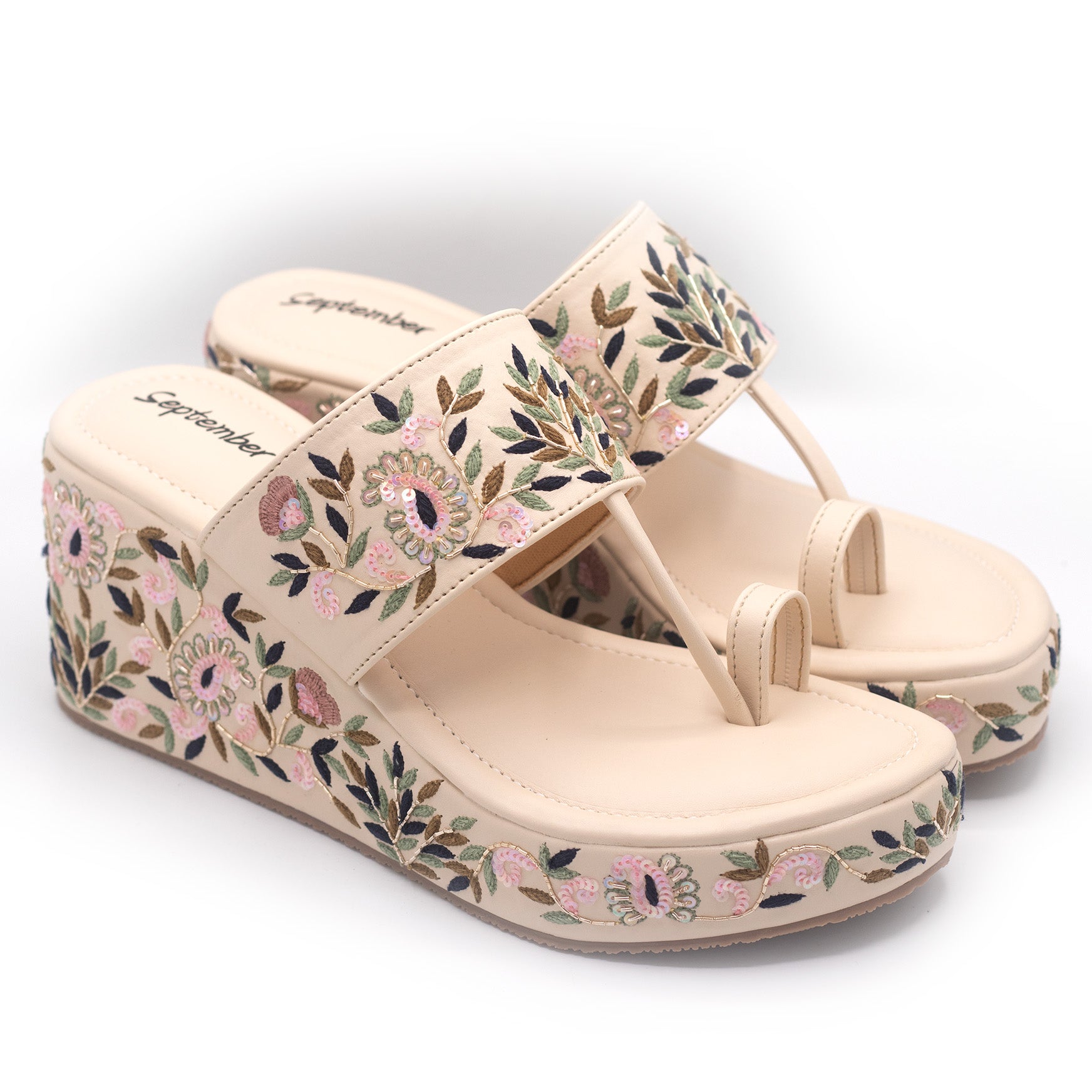 Floral best sale platform wedges